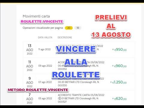 roulette vincente – vincere alla roulette – dimostro i prelievi col metodo roulette vincente