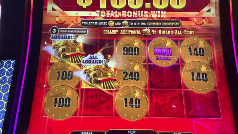 $5 Bet with HUGE WIN on ALL ABOARD slot machine Bonus Feature at Mohegan Sun Casino