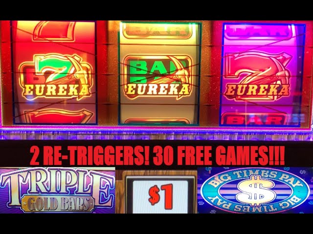 CASINO SLOTS: BIG TIMES PAY + TRIPLE GOLD BARS + STRIKE IT RICH AGAIN SLOT PLAY! EUREKA!!