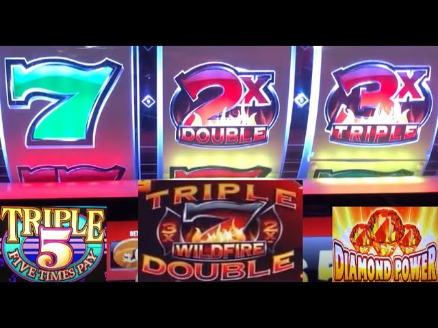 CASINO SLOTS: TRIPLE 5 TIMES PAY + TRIPLE DOUBLE WILDFIRE + DIAMOND POWER SLOT PLAY! NICE WINS!