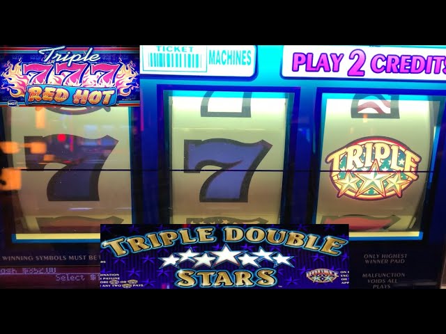 CLASSIC OLD SCHOOL CASINO SLOTS: TRIPLE DOUBLE STARS + TRIPLE RED HOT 777 SLOT PLAY!