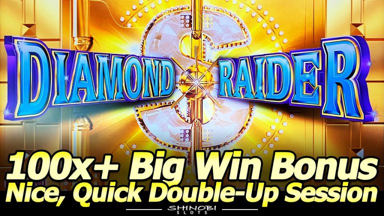 Diamond Raider and Lion Carnival Slot machines – Free Games Bonuses and a 100x+ Big Win!