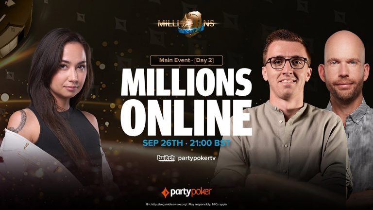 LIVE: Day 2 MILLIONS Online #5 – Main Event $2M GTD | 1st $391,731 | PartyPoker