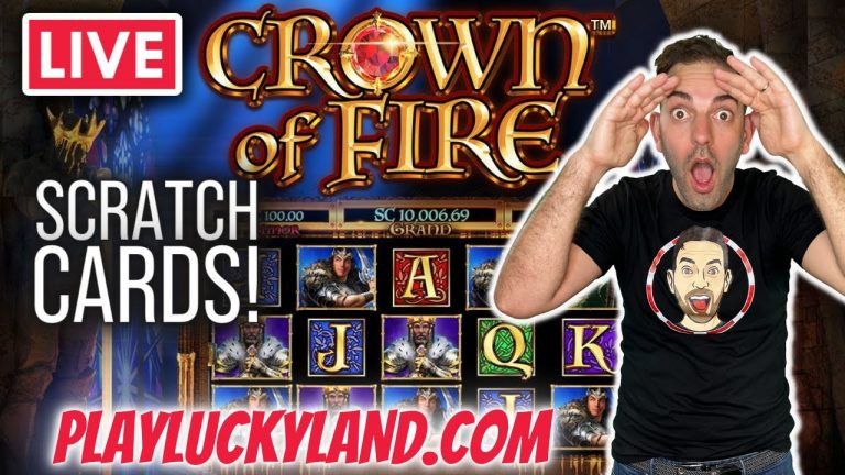 LIVE Scratch Cards + NEW Game Crown of Fire PlayLuckyland.com