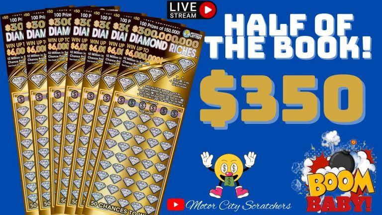 $350 Half Book of the $50 DIAMOND RICHES Michigan lottery Tickets #mcs #Live #BoomBaby