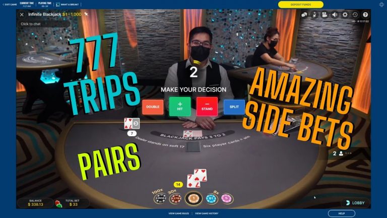 AMAZING 777 TRIPS ON INFINITE BLACKJACK WITH GREAT SIDE BETS