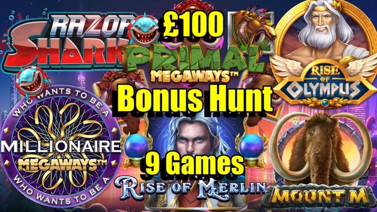 Bonus Hunt + Bonus Compilation, 9 Games, Primal, Millionaire Megaways, Razor Shark & Much More