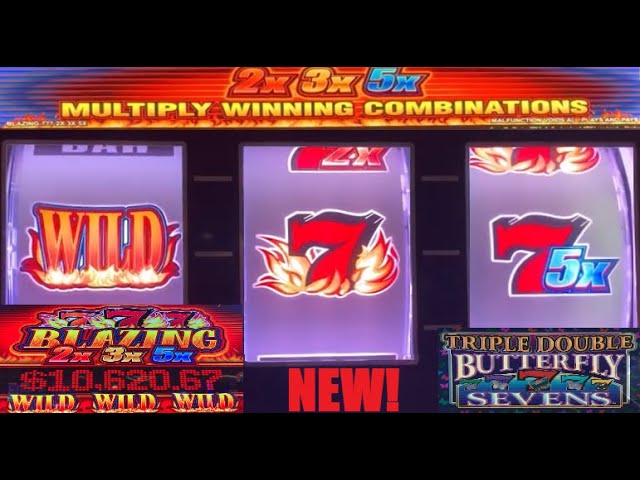 CASINO SLOTS: NEW! 2X 3X 5X BLAZING 777 + TRIPLE DOUBLE BUTTERFLY SEVENS SLOT PLAY!