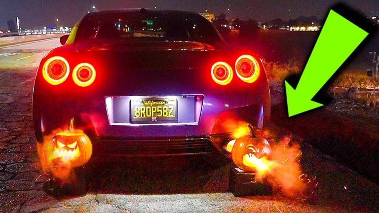 GTR EXHAUST VS HALLOWEEN PUMPKINS!!! (CRAZY FLAMES)