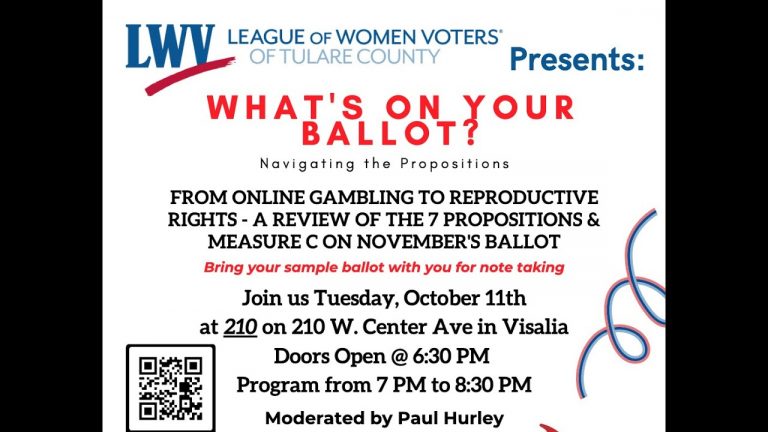 League of Women Voters of Tulare County Presents: What’s on your Ballot?