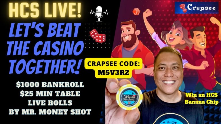 Live Crap Play! $1000 Bankroll $25 Min Crapsee Code: M5V3R2