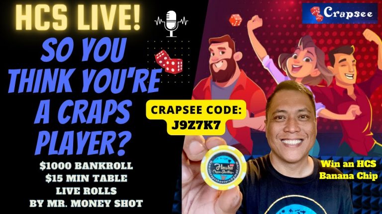 Live Craps! $1000 Bankroll No Rebuys $15 min Hawaii Craps Shooters Table