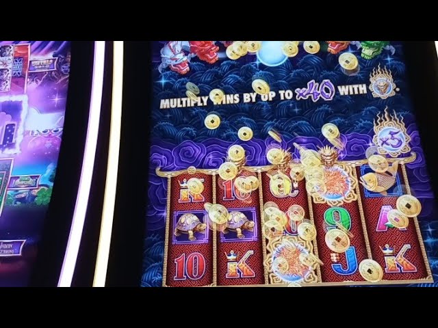 5 DRAGONS GOLD SLOT MACHINE PLAY. I HAVE $25.00 FREE PLAY. HOPEFULLY I CAN TURN IT INTO LUNCH MONEY.