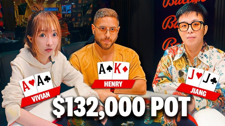 AA vs AK vs JJ sick ACTION in 132k pot! Live at the Bike!