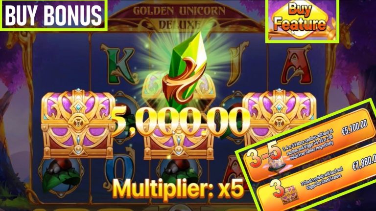 Achat des 2 Bonus : Free Spins & Coffres Fort Slot Golden Unicorn Deluxe