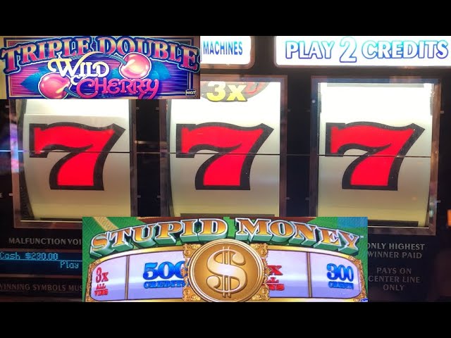 CASINO SLOTS: TRIPLE DOUBLE WILD CHERRY + STUPID MONEY SLOT PLAY! NICE WINS! BONUSES!