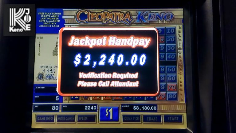 Cleopatra Keno Multiple 8 Number Jackpots