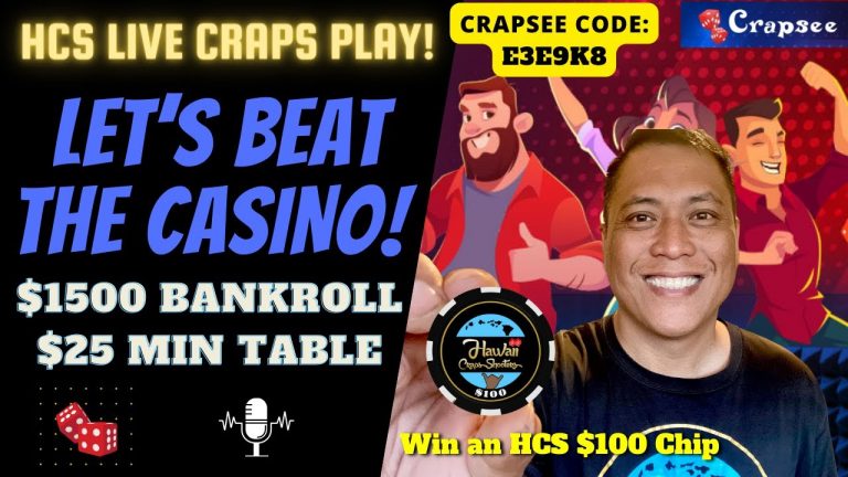 Live Craps Play! Big Kahuna Aggressive Strategy! Crapsee Code: E3E9K8