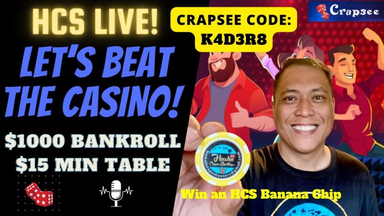 Live Craps Play! Mr. Money Shot shooting with Dice Setting on the Fly. Crapsee Code K4D3R8