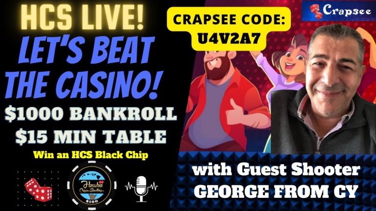 Live Craps Play with Guest Shooter George from CY. Crapsee Code U4V2A7