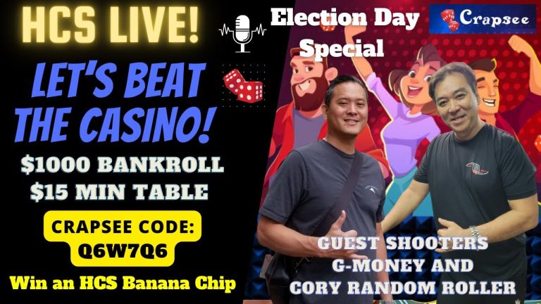 Live Monster Roll! Election Day Special Craps Session. Crapsee Table Code: Q6W7Q6