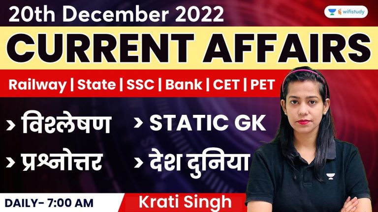 20th December | Current Affairs 2022 | Current Affairs Today | Daily Current Affairs by Krati Singh