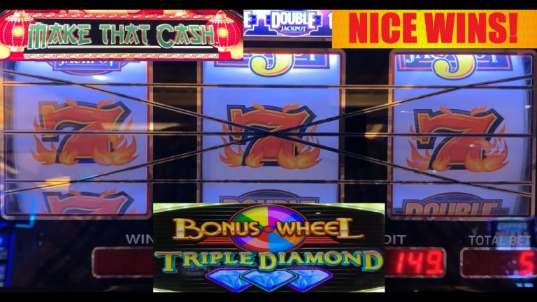 3 REEL CASINO SLOTS: TRIPLE DIAMOND BONUS WHEEL + MAKE THAT CASH + DOUBLE JACKPOT 777 SLOT PLAY!