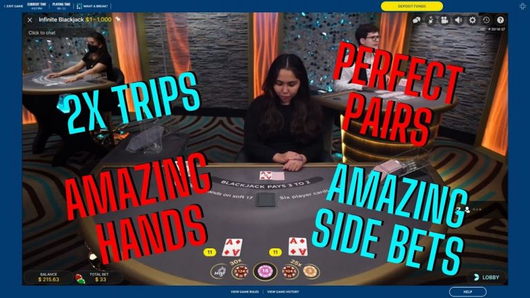 AMAZING SIDE BETS ON INFINITE BLACKJACK WITH TRIPS & PERFECT PAIRS