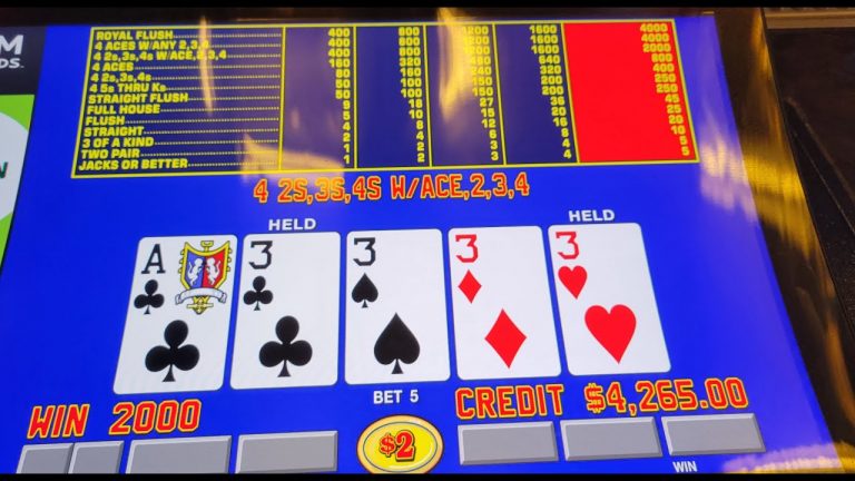 ARIA Casino ~GEM Bar Video Poker ~ Multiple Hand-Paid Jackpots (including Four 3’s + A for $4,000).