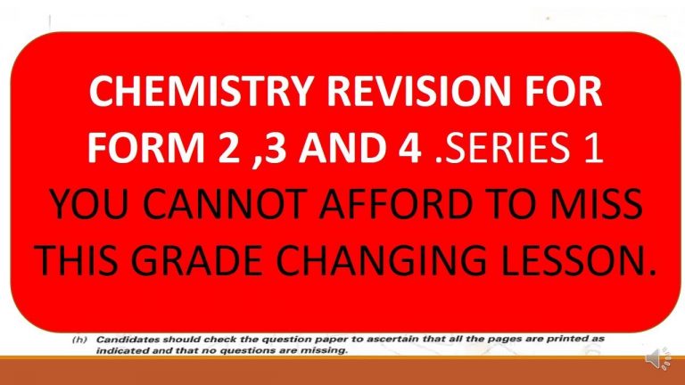 CHEMISTRY REVISION FOR FORM 2,3 AND 4 STUDENTS SERIES 1