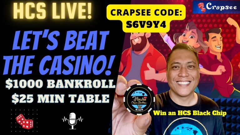 Live Craps Practice: $1000 Bankroll No Rebuys Crapsee Code: S6V9Y4