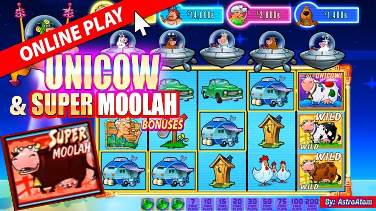 The Unicow Bonus & SUPER MOOLAH – Invaders Attack From The Planet Moolah – Jackpot Party Casino Slot