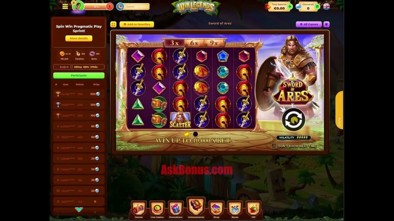 WinLegends Casino No Deposit Bonus 10 Free Spins on Askbonus.com