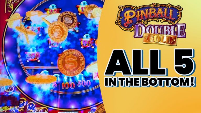 ALL FIVE Pinballs in the bottom! On the new Double Gold Pinball Diamond RS Slot Machine