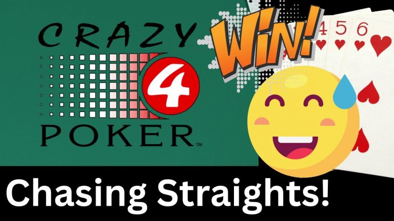 Crazy 4 Poker Chasing Straights then they all come at once! Big wins with flushes & trips!