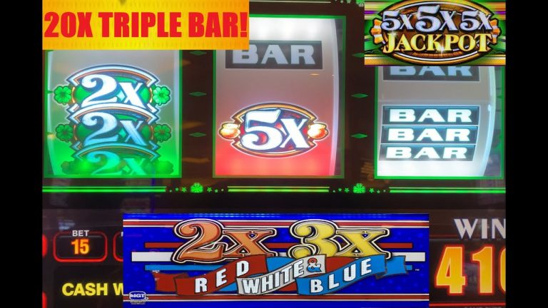 BOOM! New! 5x 5x 5x Jackpot slot machine + a NEW Old School find! 2X 3X Red White & Blue slot play!