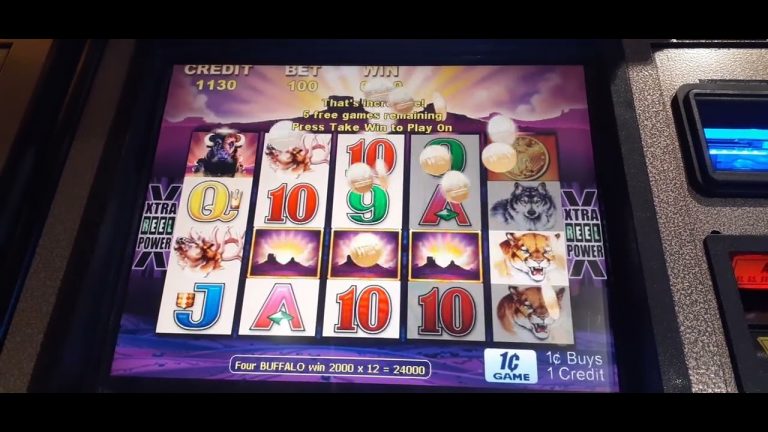 BUFFALO SLOT MACHINE BONUS HUGE WIN!