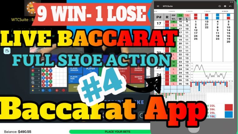 LIVE BACCARAT ! Full shoe action with WTCSuite baccarat strategy app ( 9 Win & 1 Lose ) Shoe #4