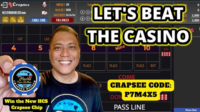 Live Craps Play! $1000 Bankroll on a $25 Minimum Craps Table. Crapsee Code: P7M4X5