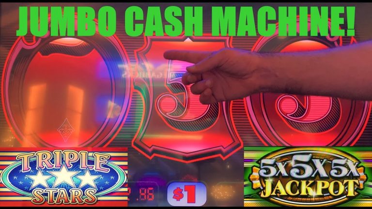 MASSIVE JUMBO CASH MACHINE SLOT! + 9 LINE 4 REEL TRIPLE STARS + 5X 5X 5X JACKPOT SLOT PLAY!