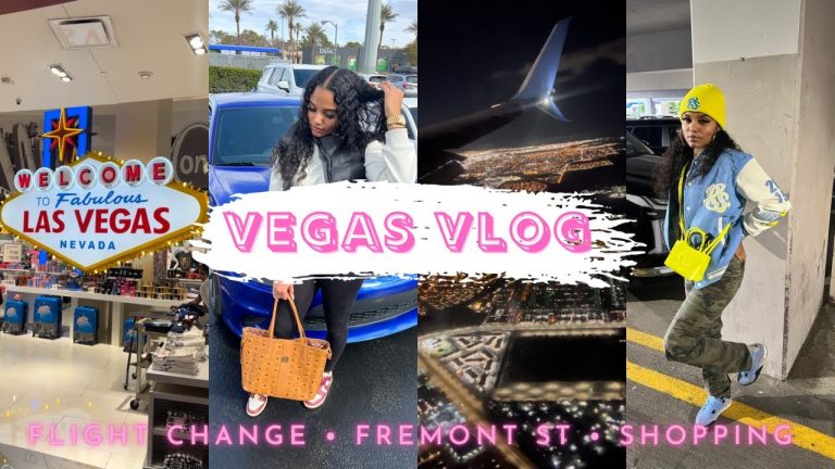 VEGAS VLOG| GRWM FOR VEGAS, FLIGHT CANCELLATION, FREMONT ST, SHOPPING….